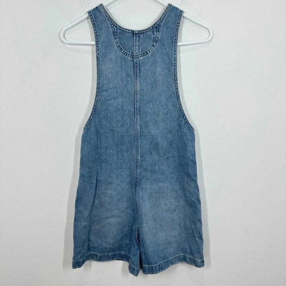 Madewell Scoopneck Denim Shortalls Chambray‎ Blue XXS Button Front Patch Pockets - Picture 10 of 14